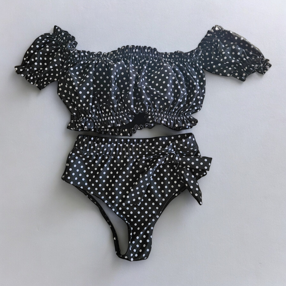 NWOT Black and White Polka Dot Womens 2 Piece Bathing suit Size Small